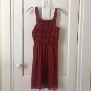 Anthropologie Red Dress with Flower Detail